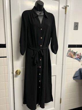 Black button down dress 3/4 sleeves size XL mlle gabrielle